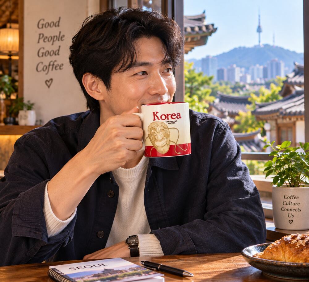 Starbucks Korea Collector Series 2010 16 Oz Korean Mask Mug